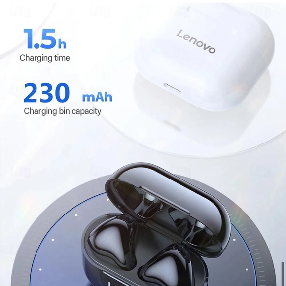Lenovo LP40 Earphones TWS Black Wireless Bluetooth 5.0 Earbuds Touch Control - Picture 8 of 13